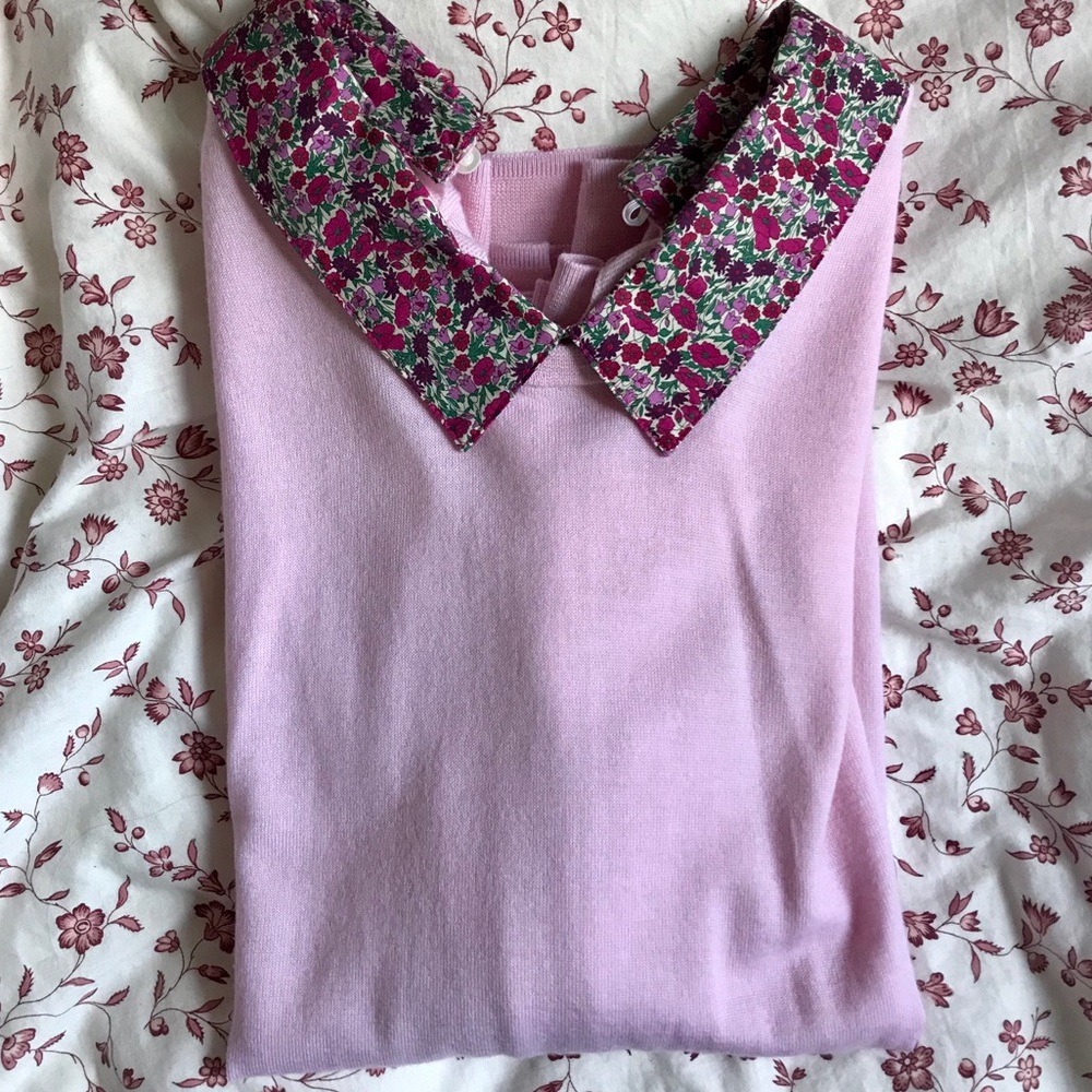 💐 J. Crew Liberty Print Collar Merino Pull-Over